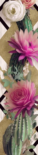 Free cactus bookmark featuring zigzag patterns and flowers